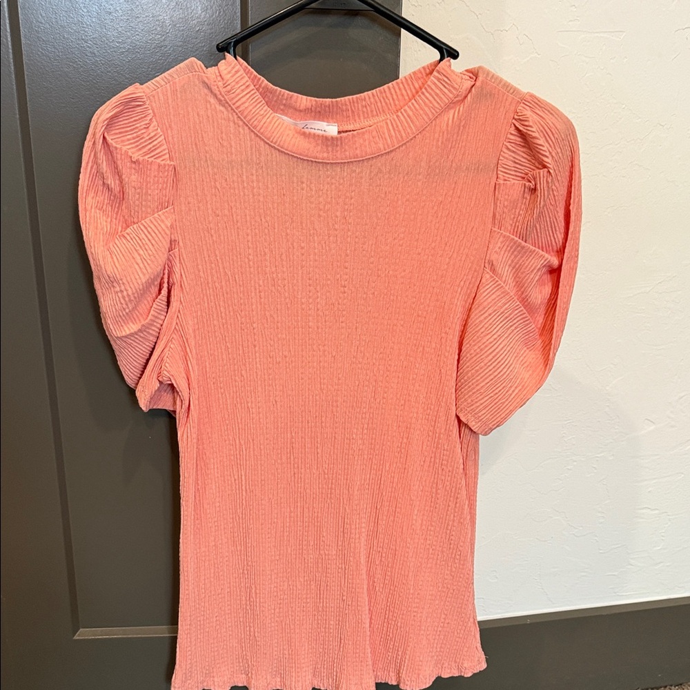 Ces Femme Coral Puff Sleeve Blouse